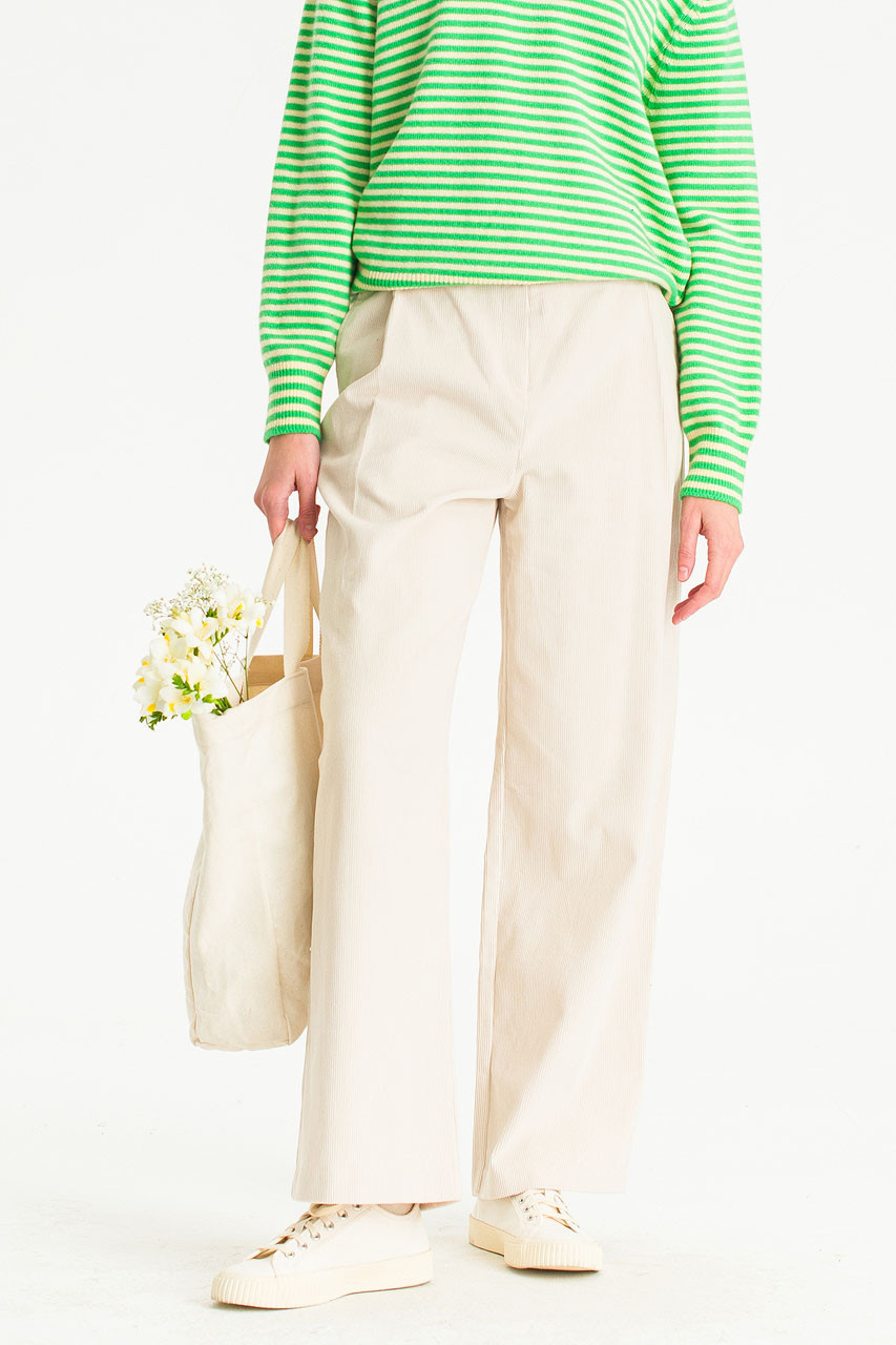 Fara Cord Pintuck Pants, Khaki