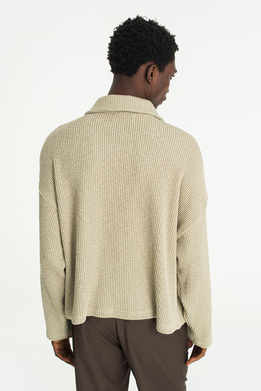 Menswear | Ribbed Zip-Thru Cardigan, Lime