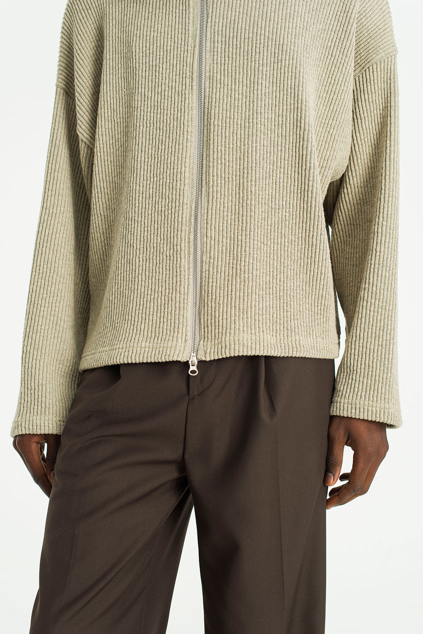 Menswear | Ribbed Zip-Thru Cardigan, Lime