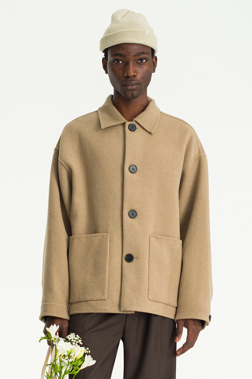 Menswear  Seamless Wool Jacket, Beige