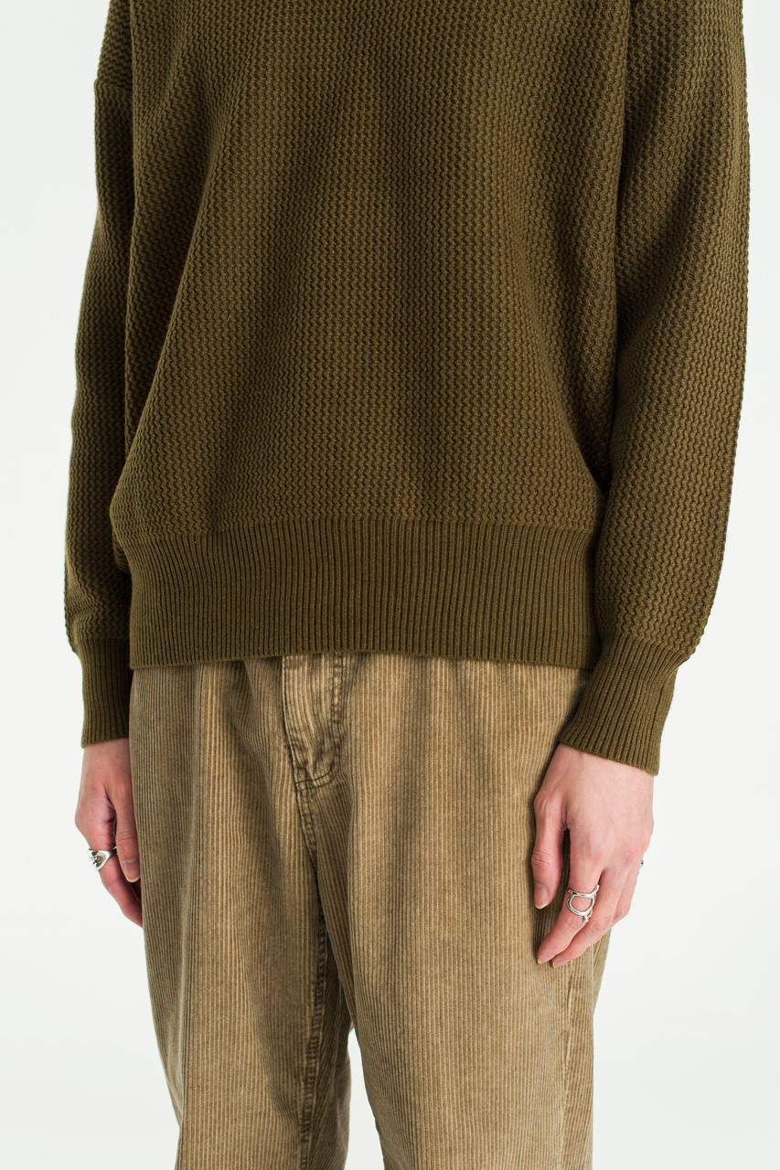 Menswear | Open Collar Polo Knit, Khaki
