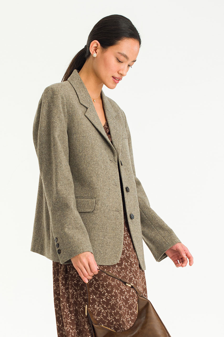 Emi Herringbone Jacket, Taupe