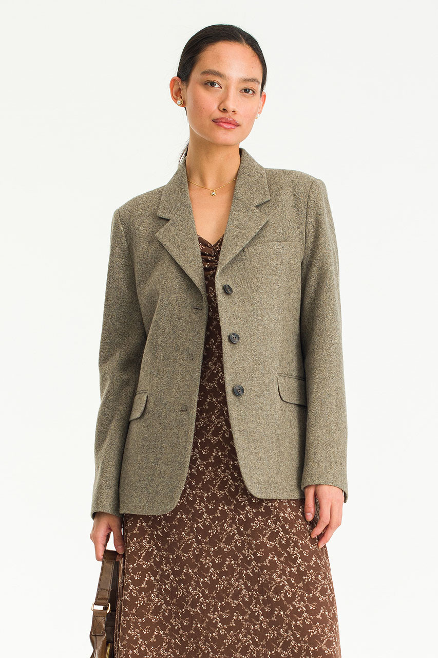 Emi Herringbone Jacket, Taupe