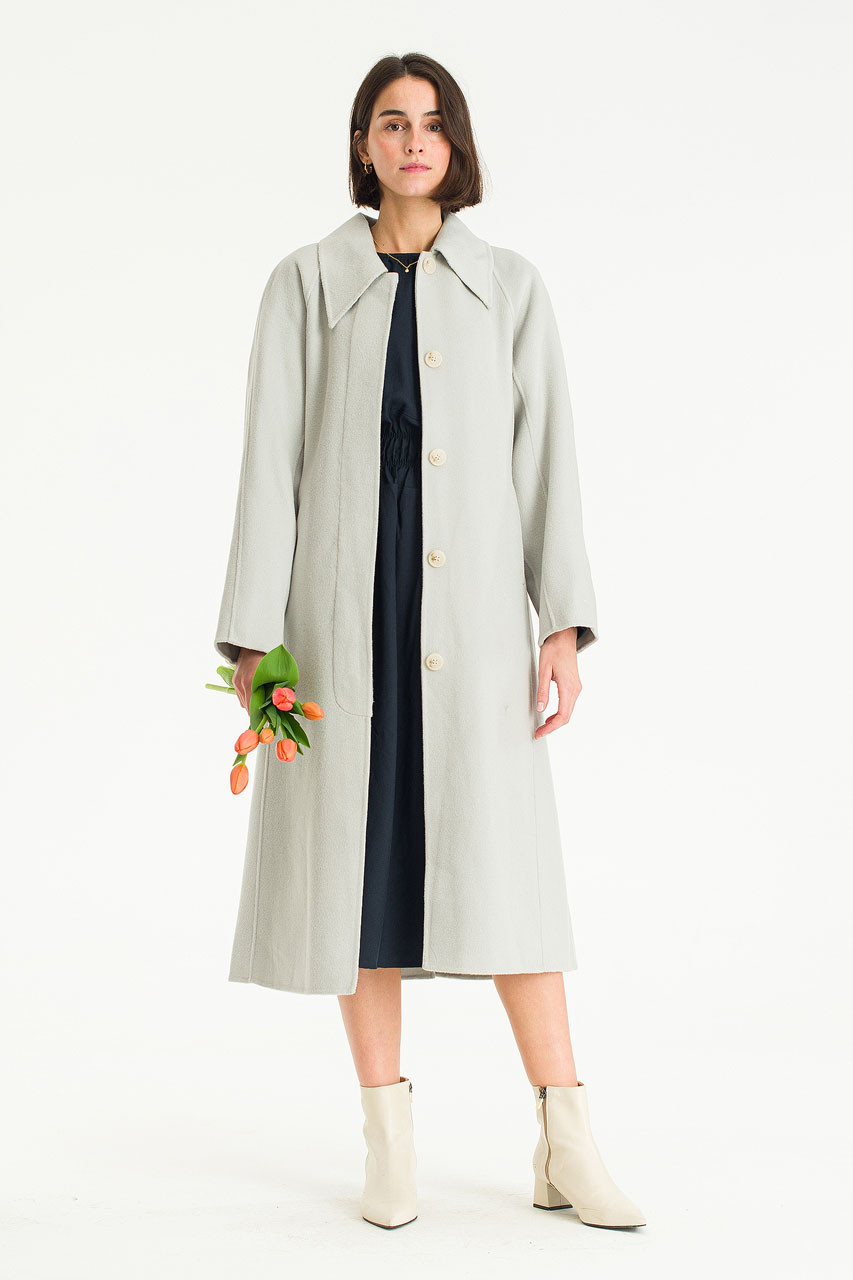 Tomoko Big Collar Seamless Coat, Mint