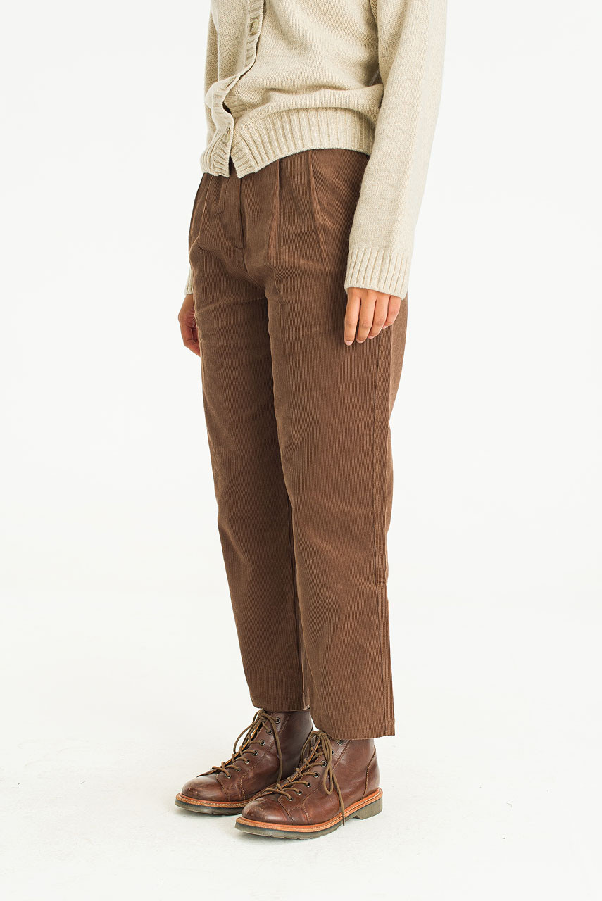 Pintuck Corduroy Pants, Brown