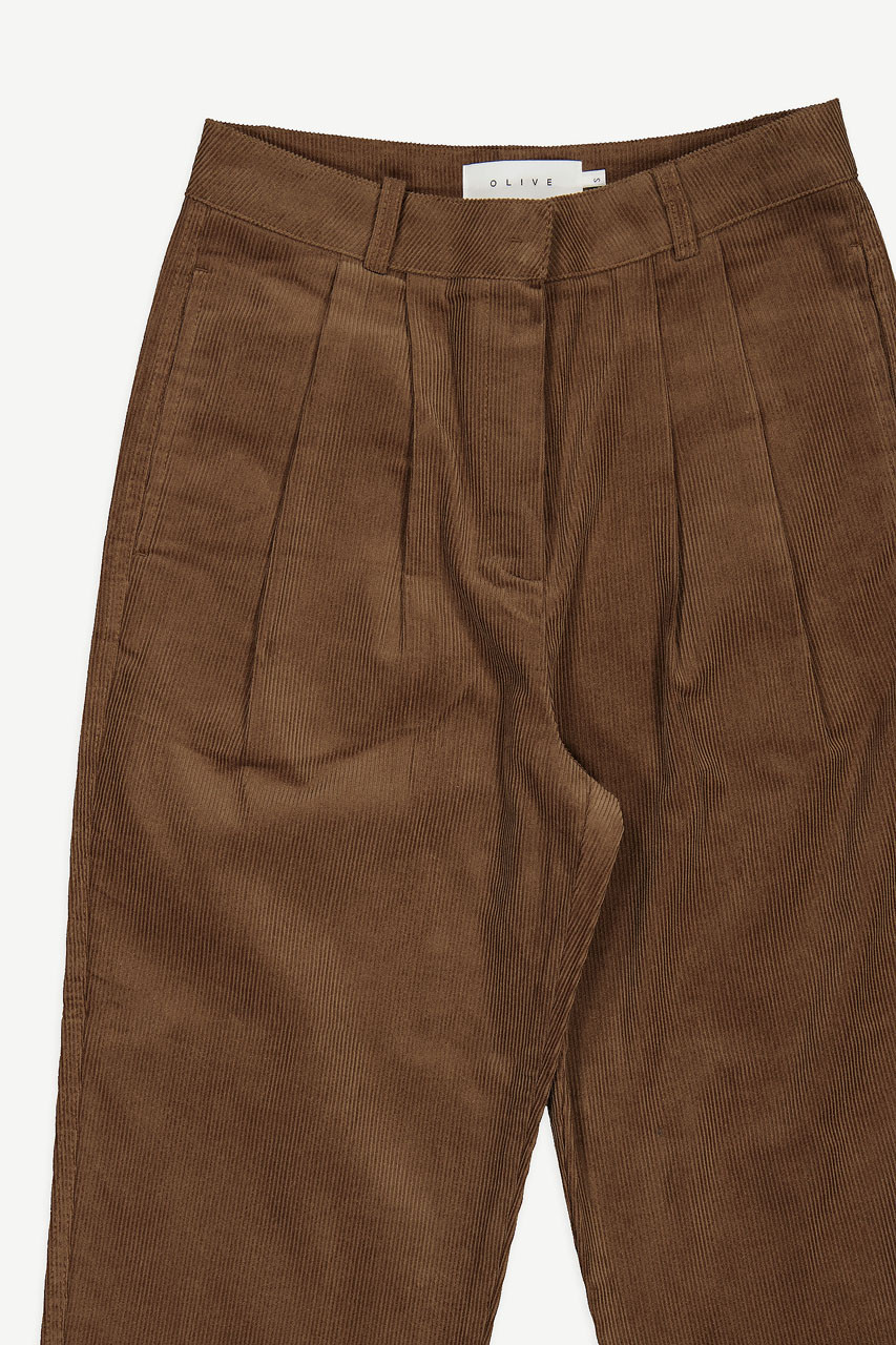 Pintuck Corduroy Pants, Brown