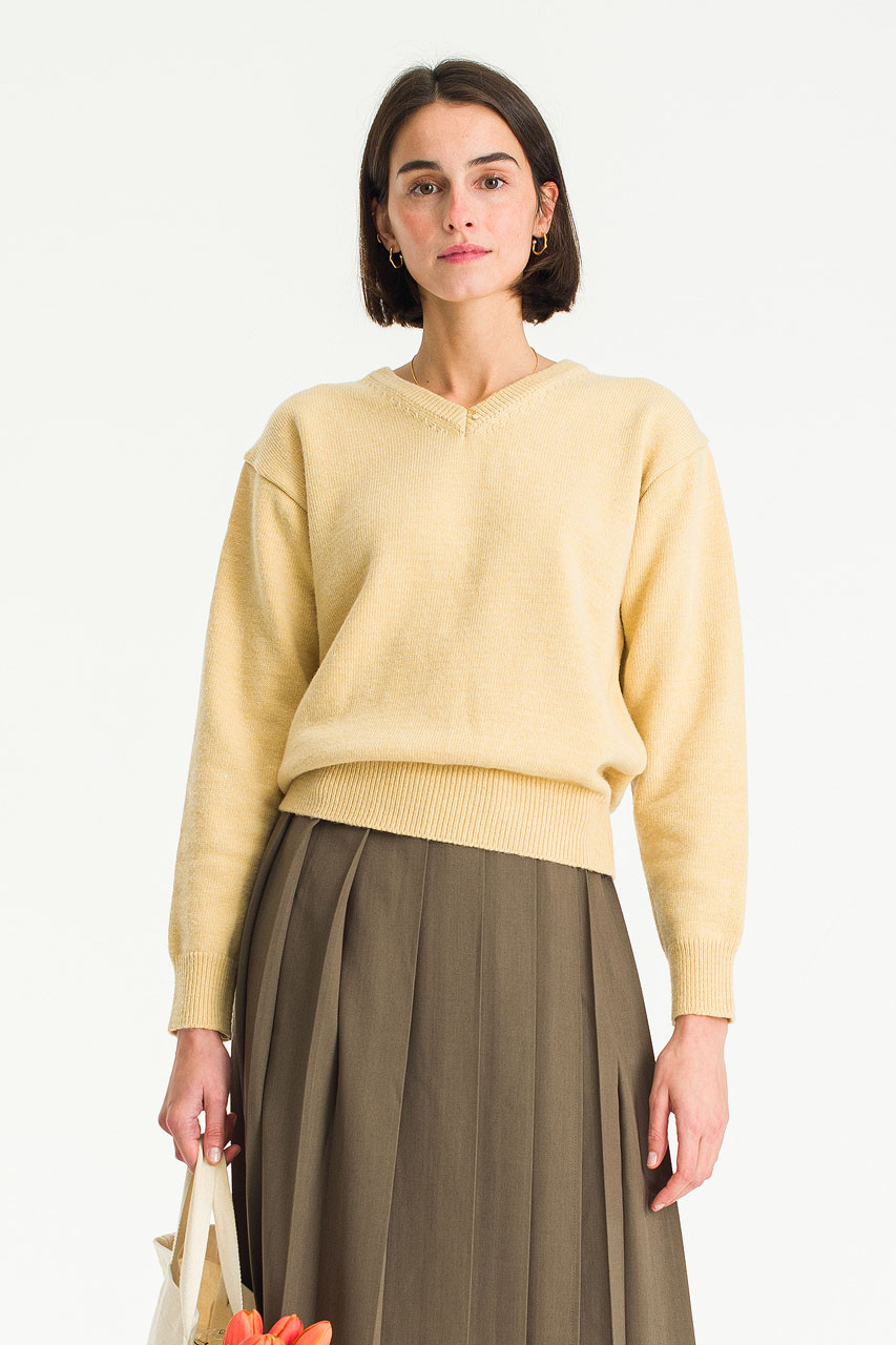 Elise V Neck Jumper, Lemon