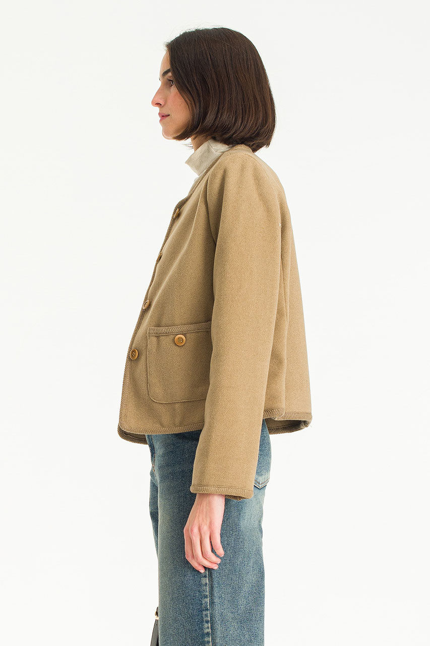 Delphine Wool Blend Blouson, Beige