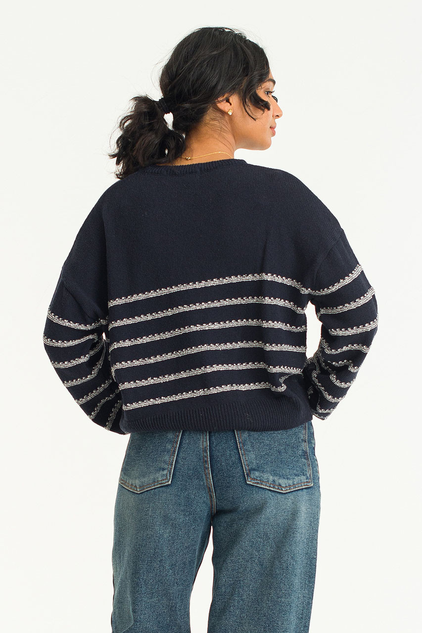 Haneko Stripe Knit Jumper, Navy