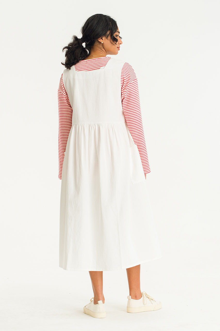 Asuka Button Apron Dress, Ivory