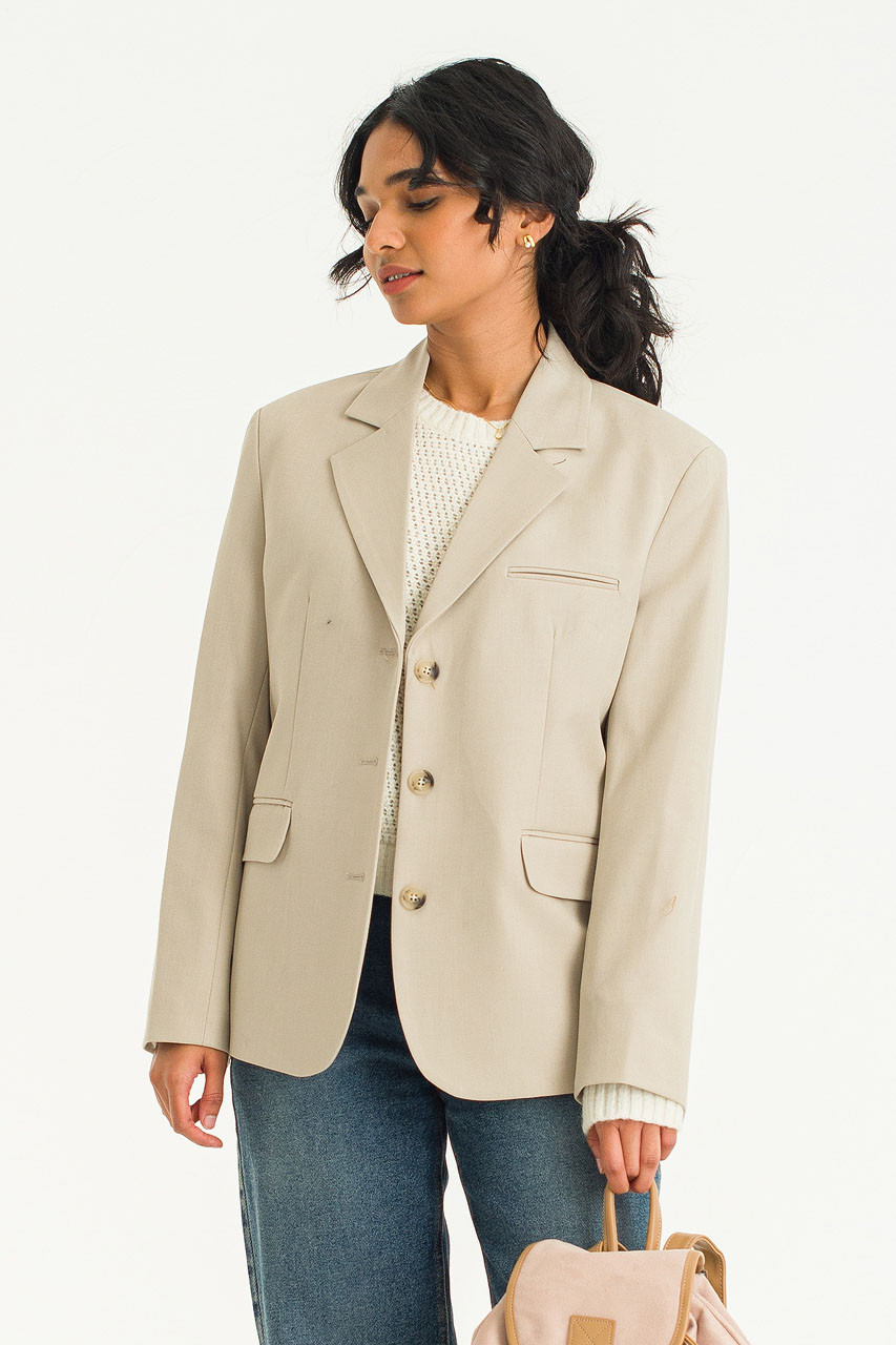 Himari Three Button Jacket, Beige