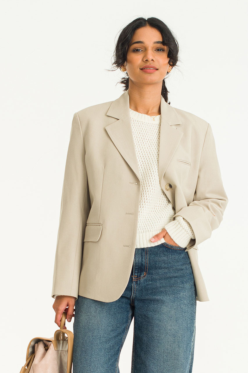 Himari Three Button Jacket, Beige