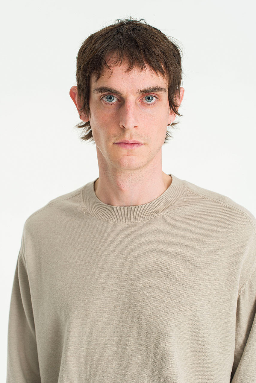 Menswear | Merino Crew-Neck Jumper, Sand