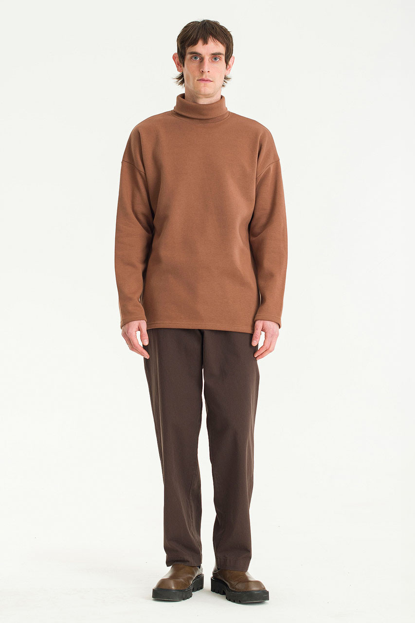 Menswear | Soft-Lined Turtleneck Sweatshirt, Light Brown