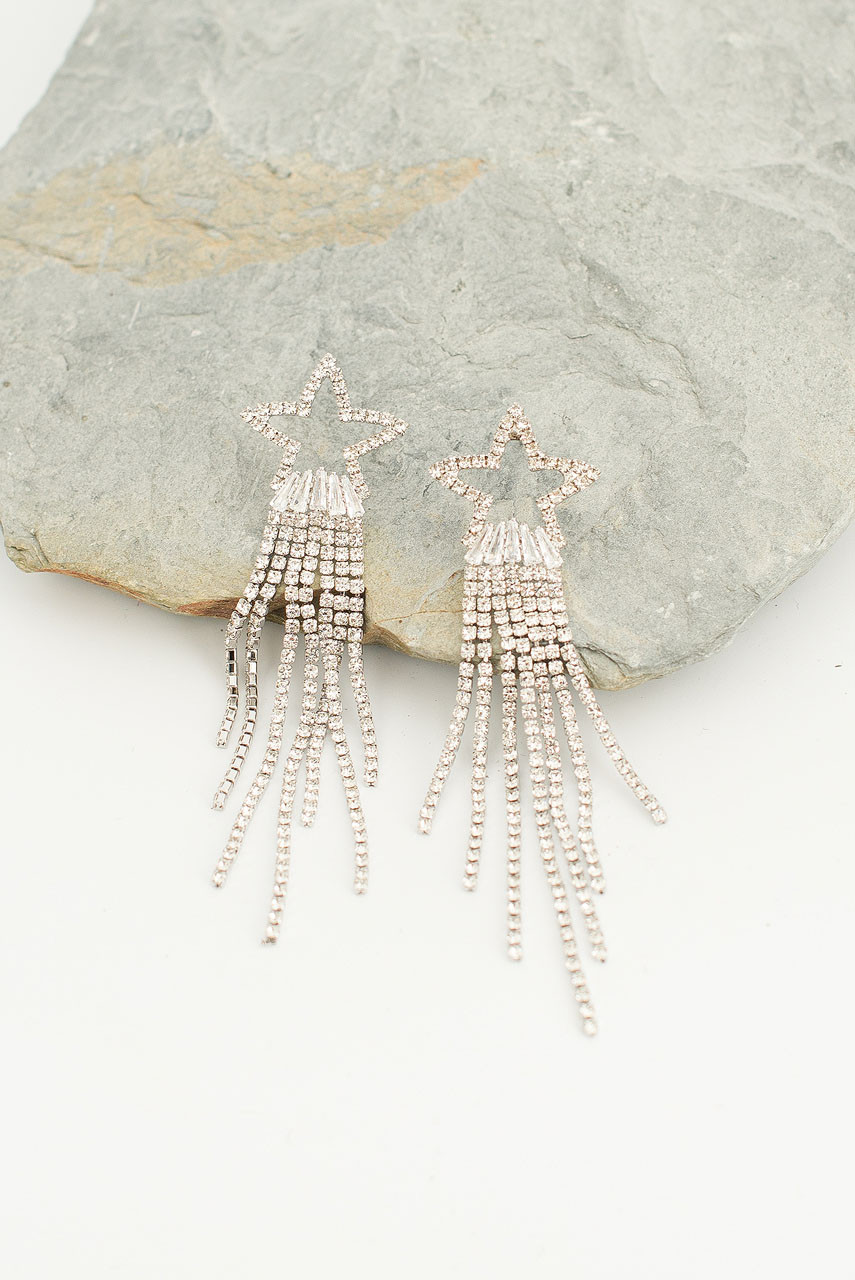 Super Star Earrings, Silver Plated