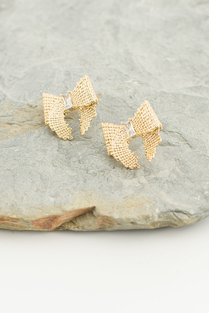 Ribbon Studs, Gold Plated