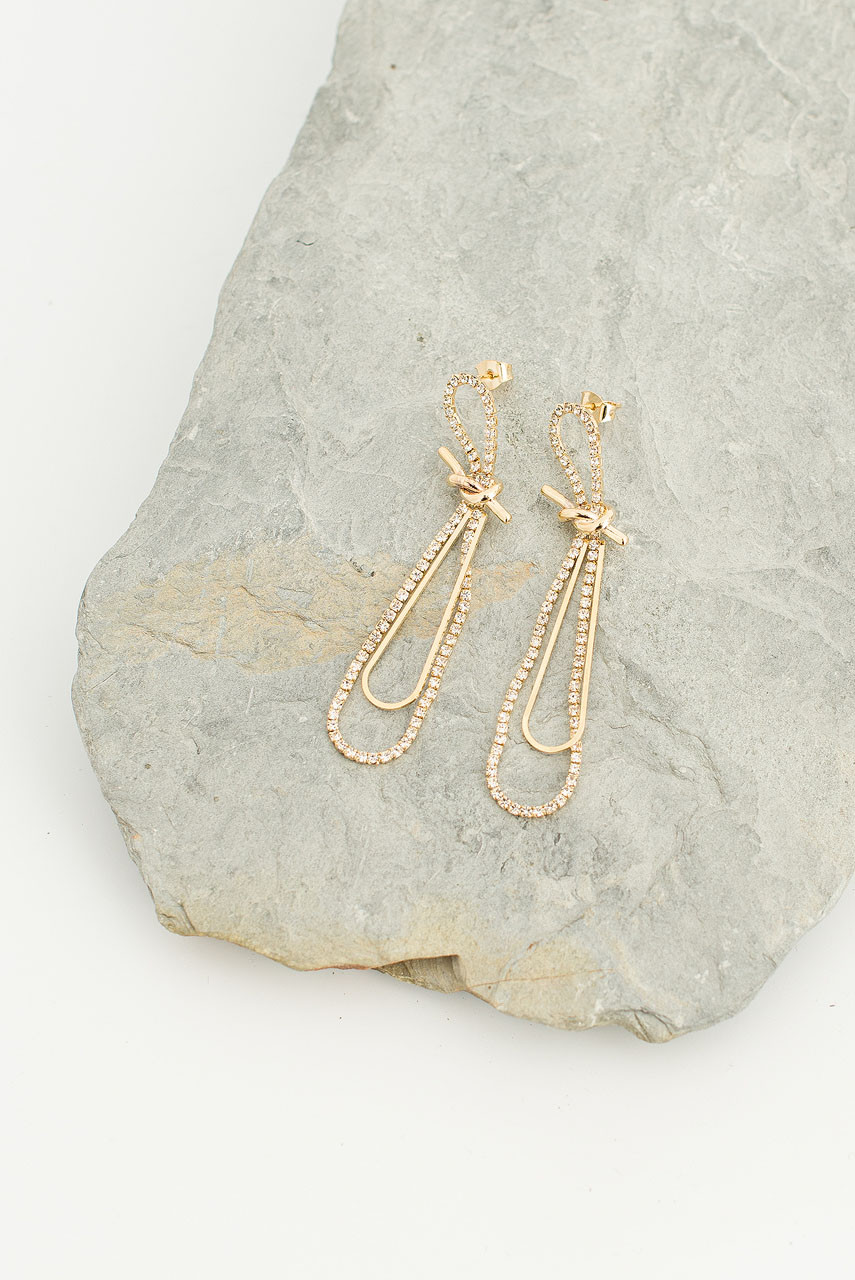 Pipa Ribbon Earrings, Gold Plated