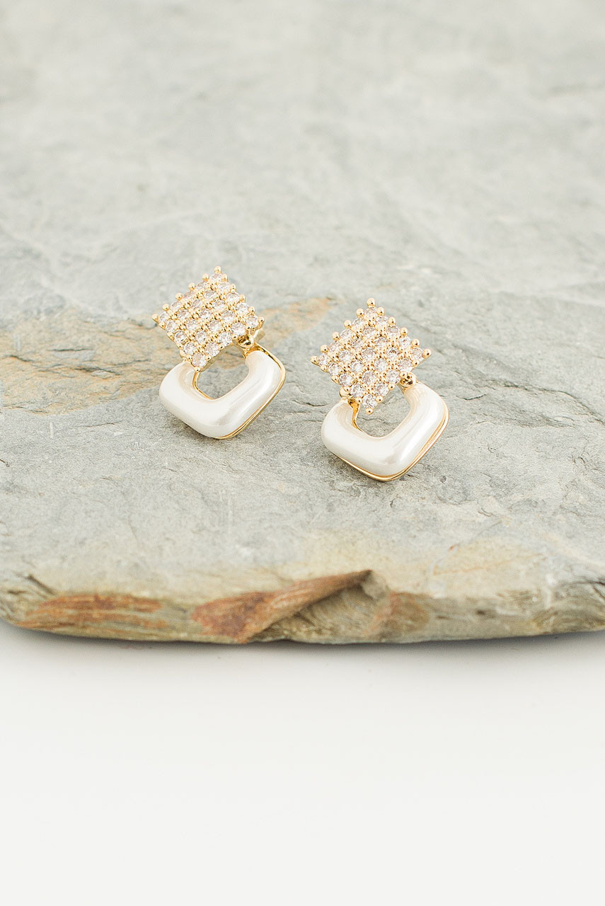 Celeste Pearl Earrings, Gold Plated