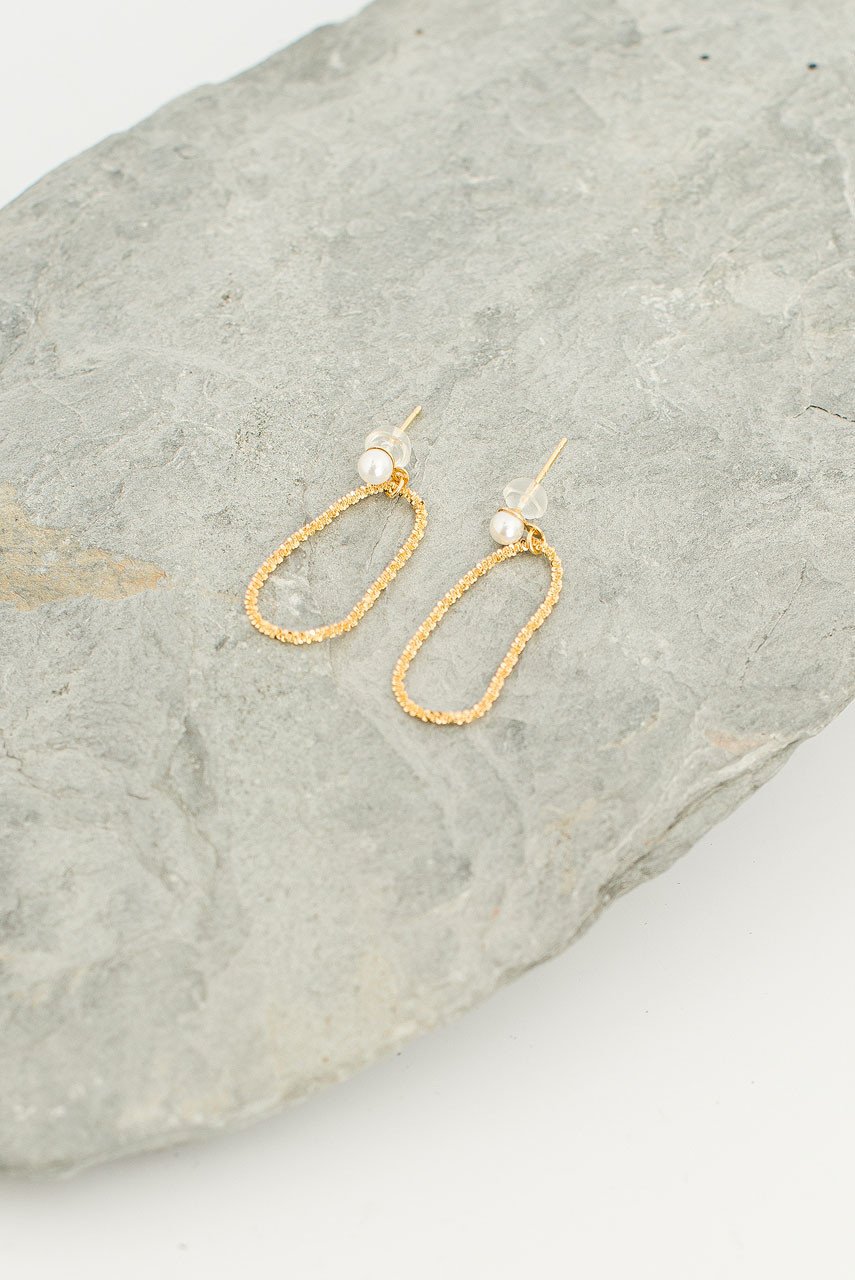 Grace Circle Drop Earrings, 14K Gold Plated