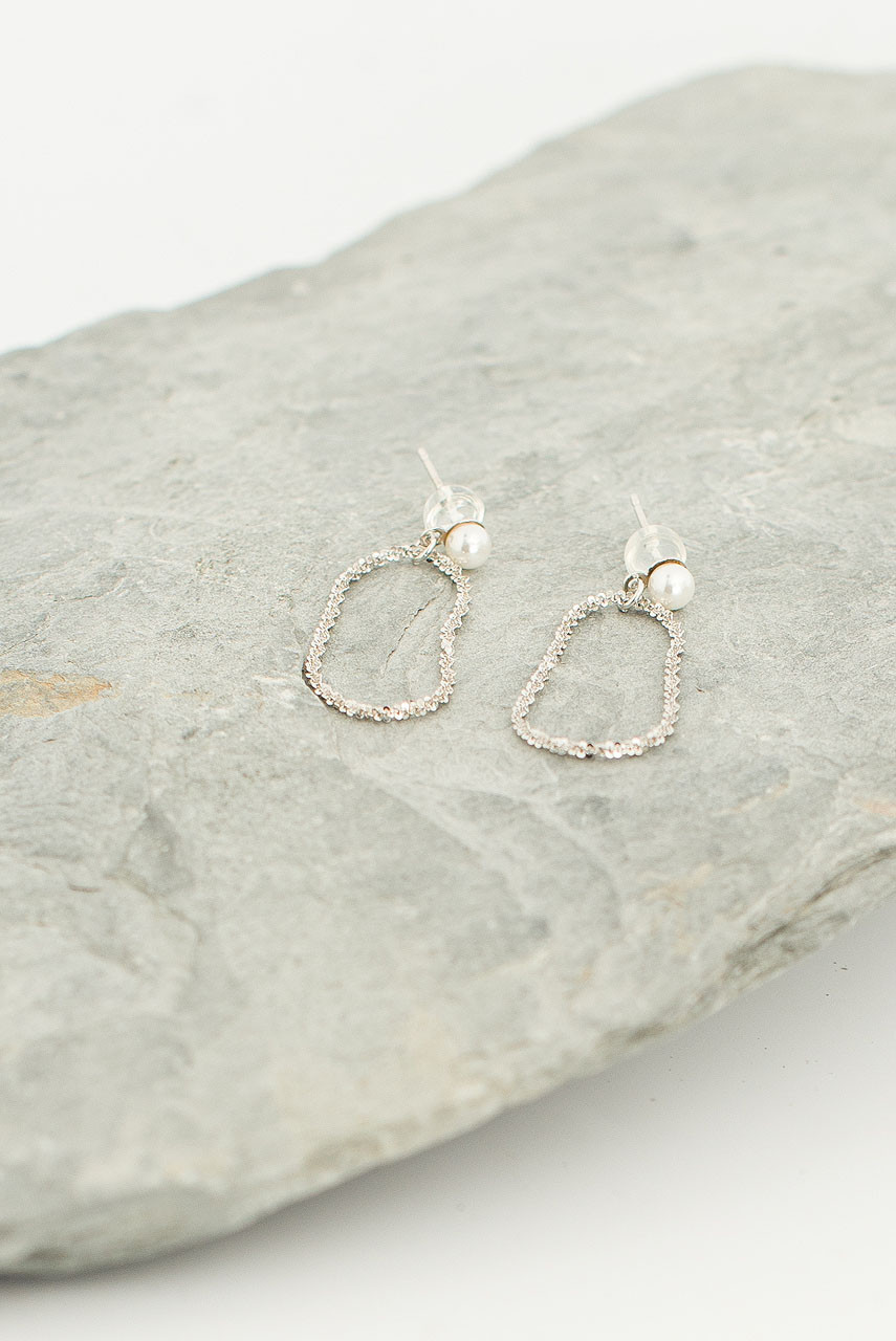 Grace Circle Drop Earrings, Sterling Silver