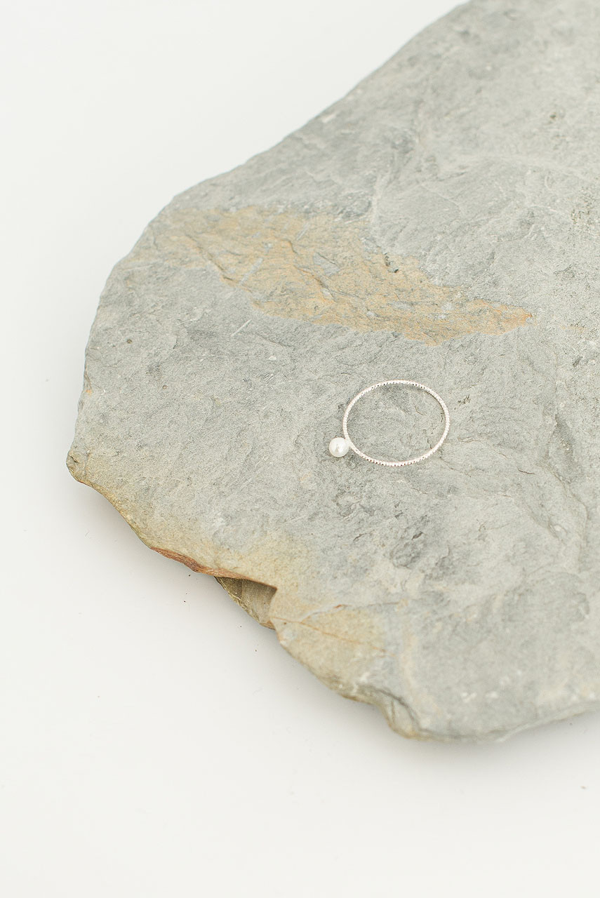 Simple Pearl Ring, Sterling Silver