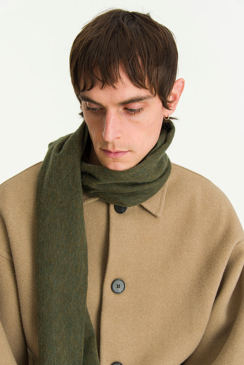 Menswear | Small Wool Scarf, Forest Green