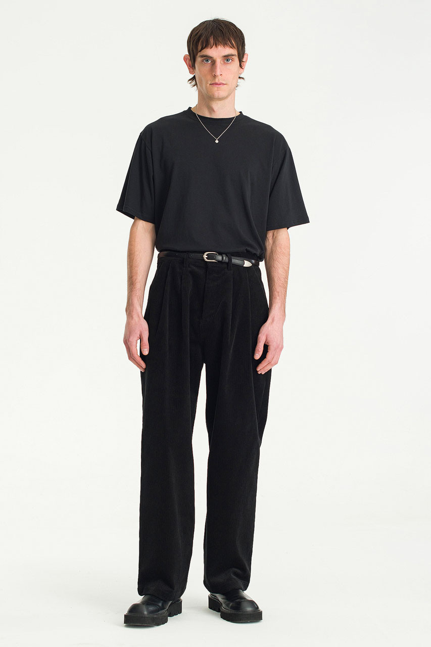 Menswear | Cord Pintuck Pants, Black