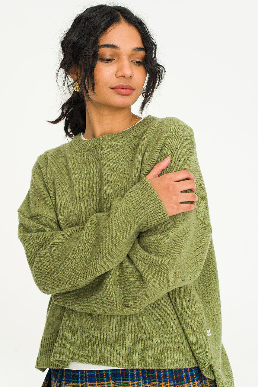 Boucle Round Neck Jumper, Pear