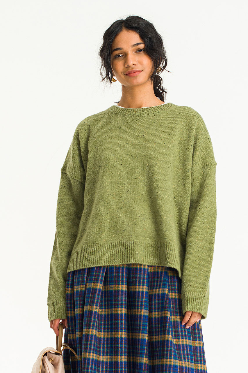 Boucle Round Neck Jumper, Pear