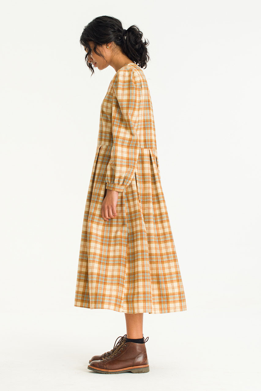 Luna Check Dress, Ochre