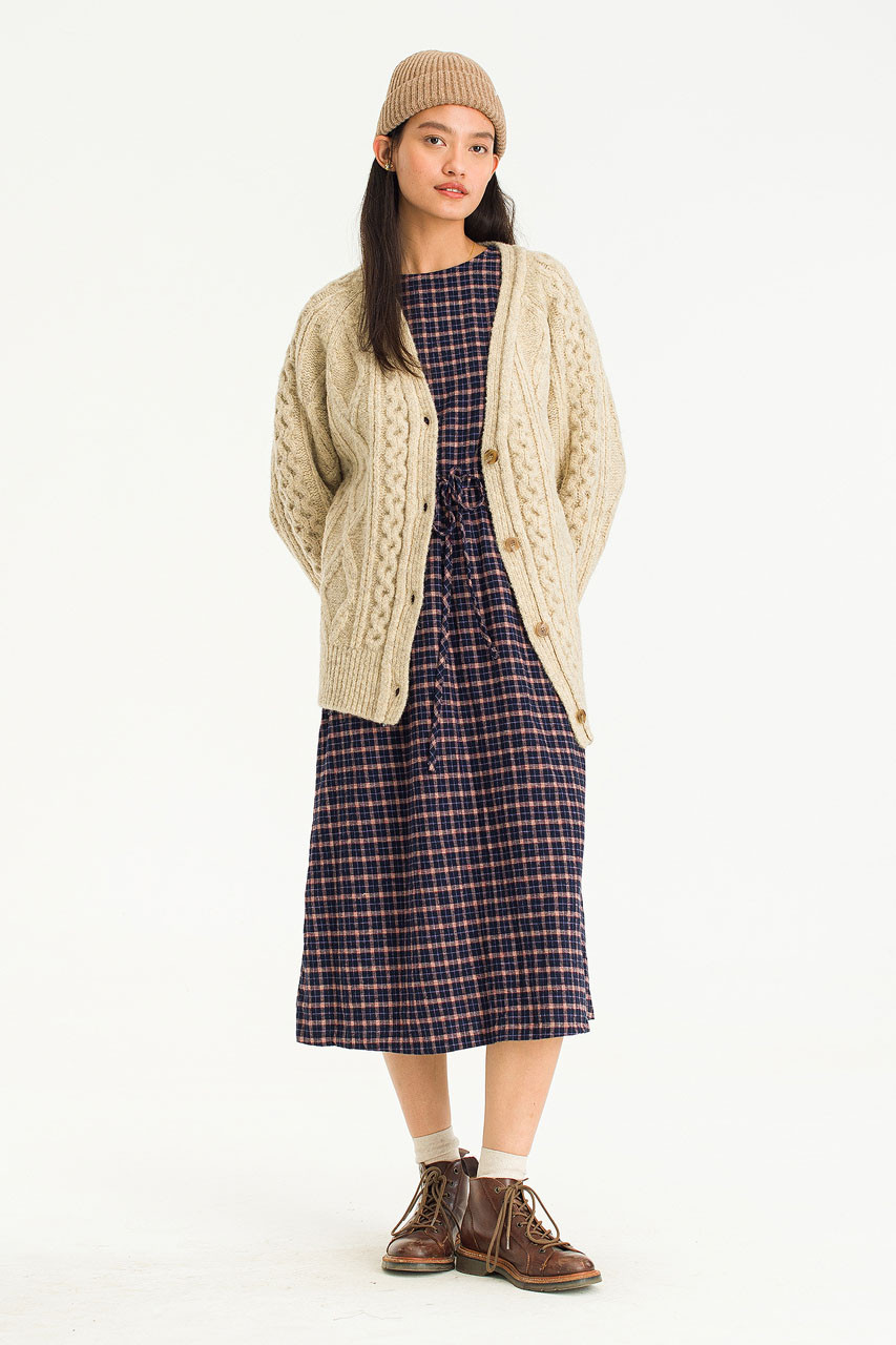 Emma Cable Boxy Cardigan, Beige