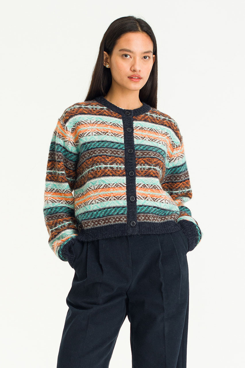 Kiko Jacquard Cardigan, Navy