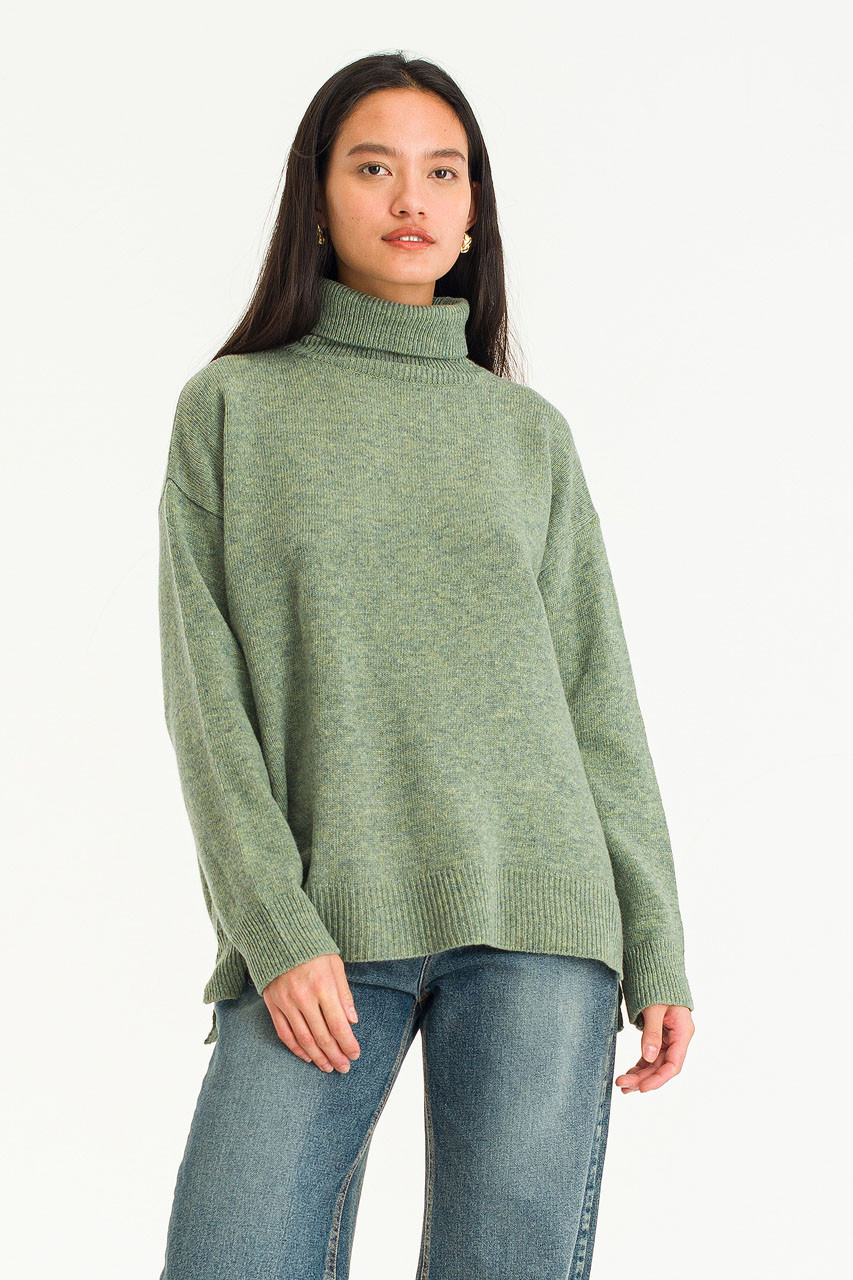 Lily Roll Neck Jumper, Topaz