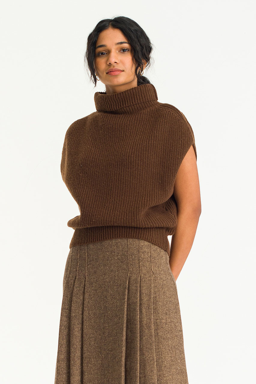 Scarlett Roll Neck Vest, Brown