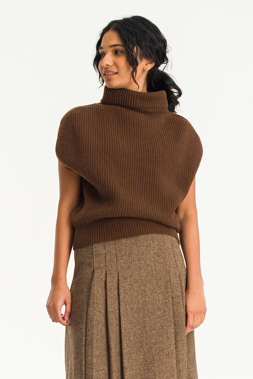 Scarlett Roll Neck Vest, Brown