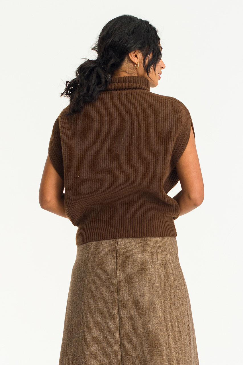 Scarlett Roll Neck Vest, Brown