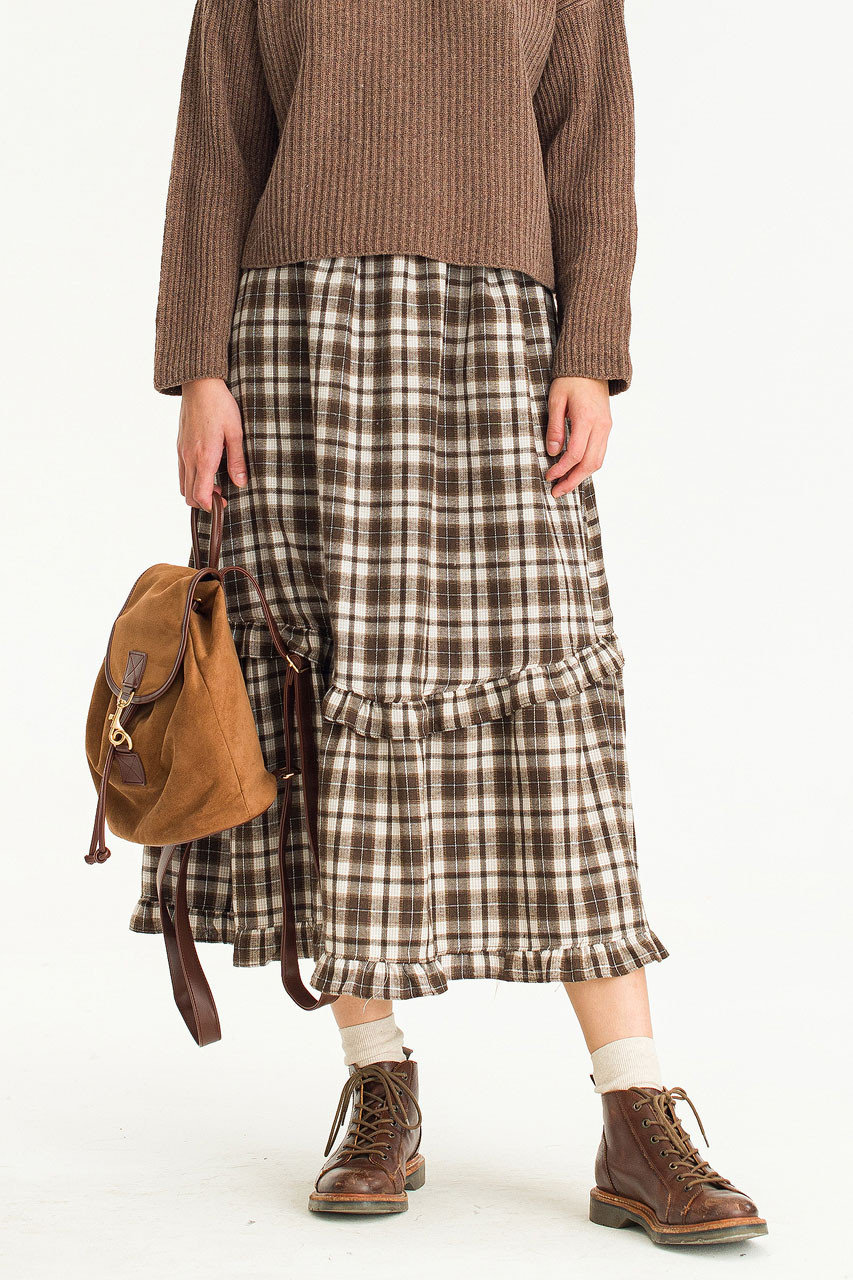 Amelia Check Skirt, Brown