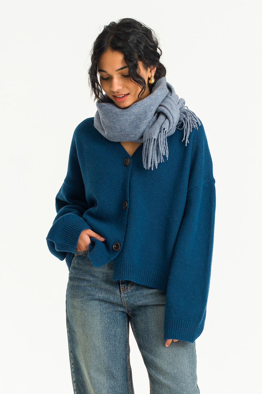 Olivia Chunky Cardigan, Mid Blue