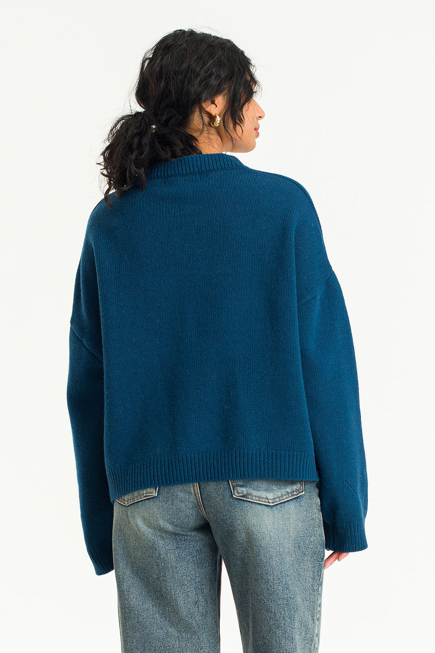 Olivia Chunky Cardigan, Mid Blue