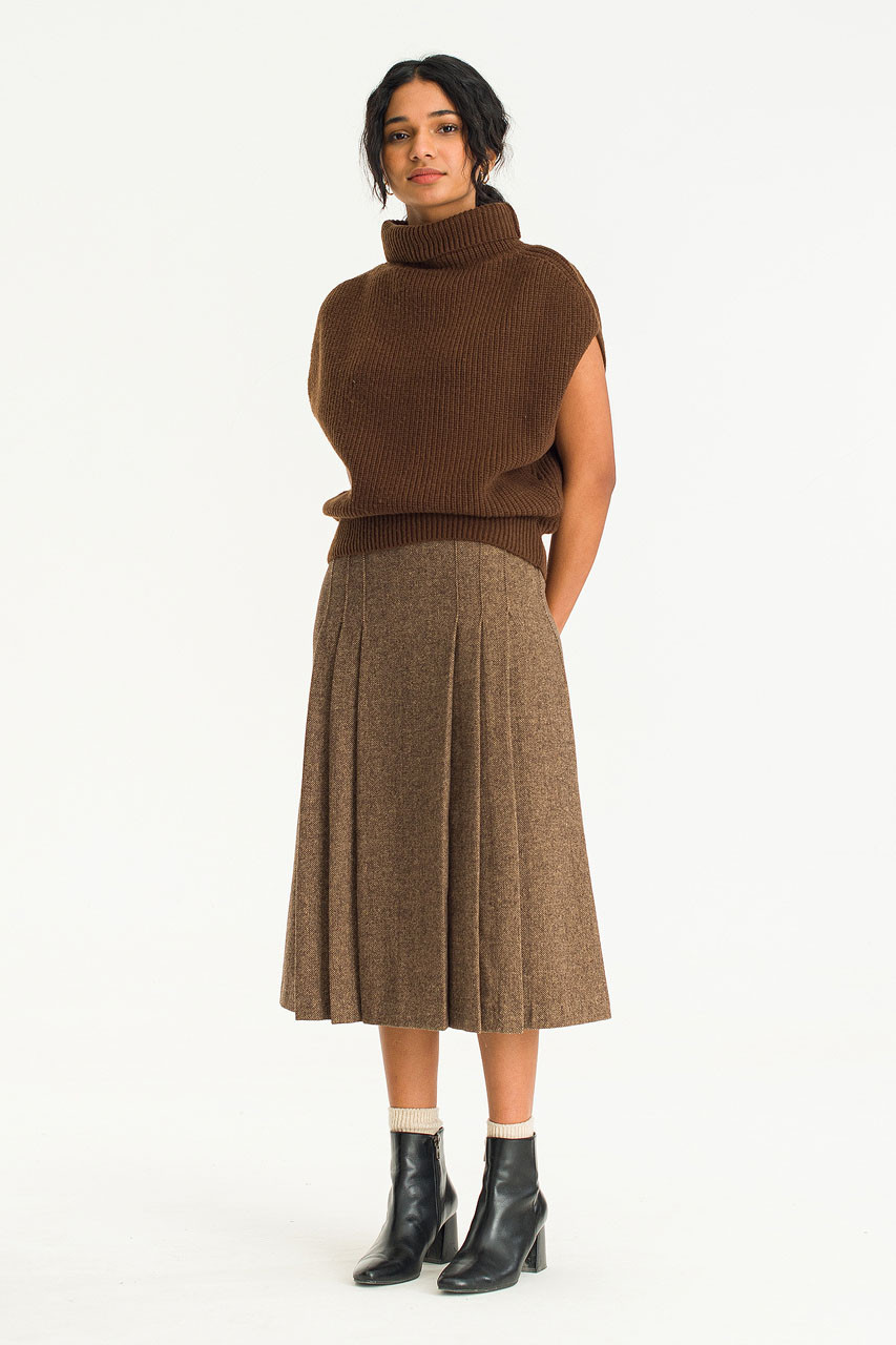 Emma Wool Blend Skirt, Brown