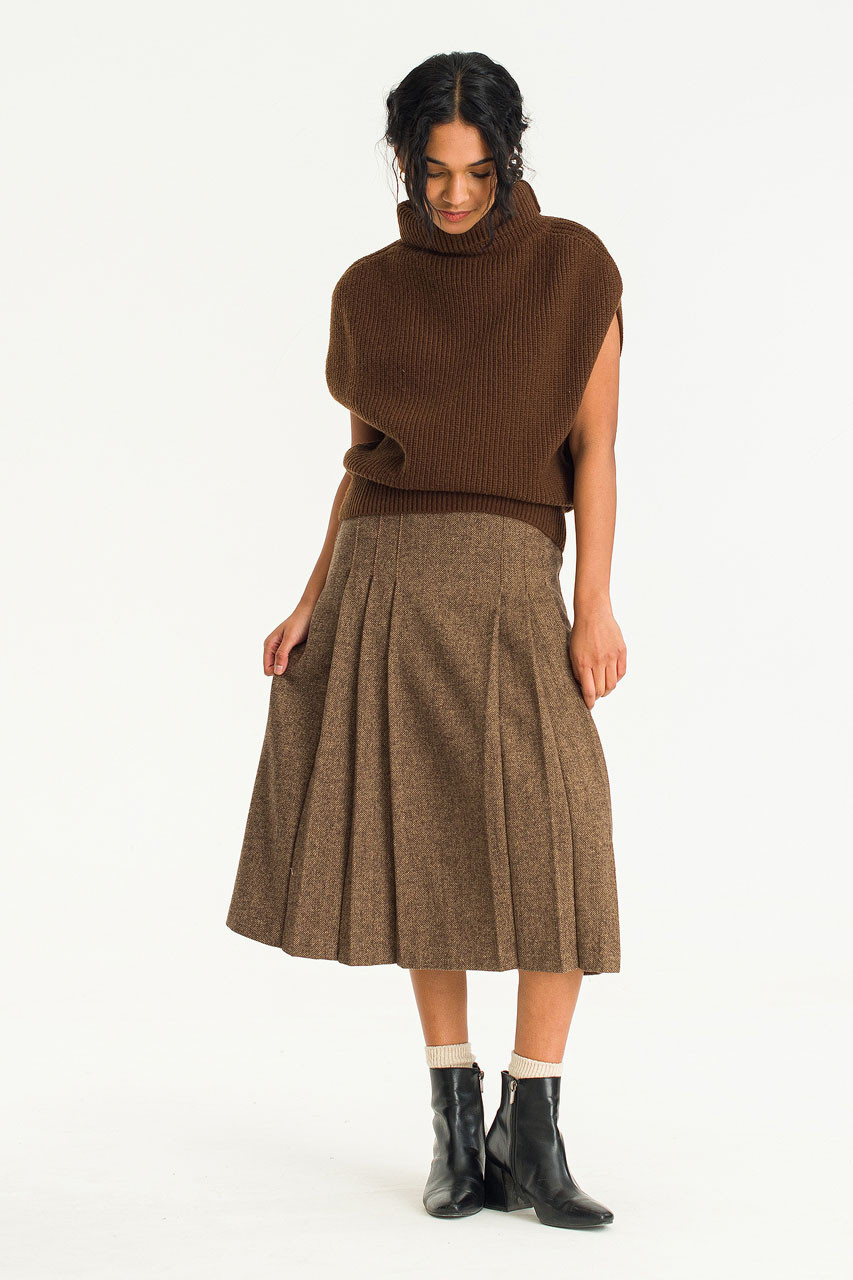 Emma Wool Blend Skirt, Brown