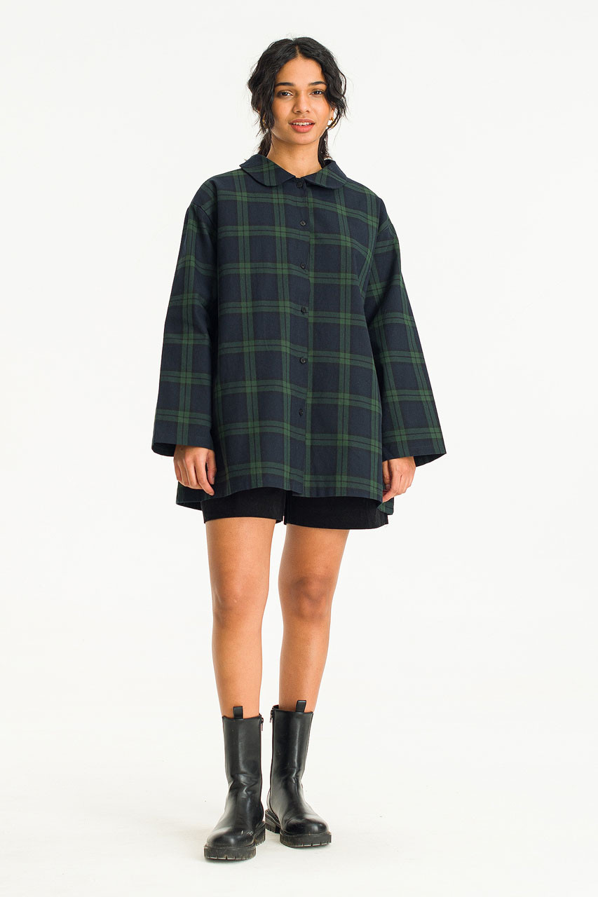 Lucy Jacket Style Check Shirt, Green