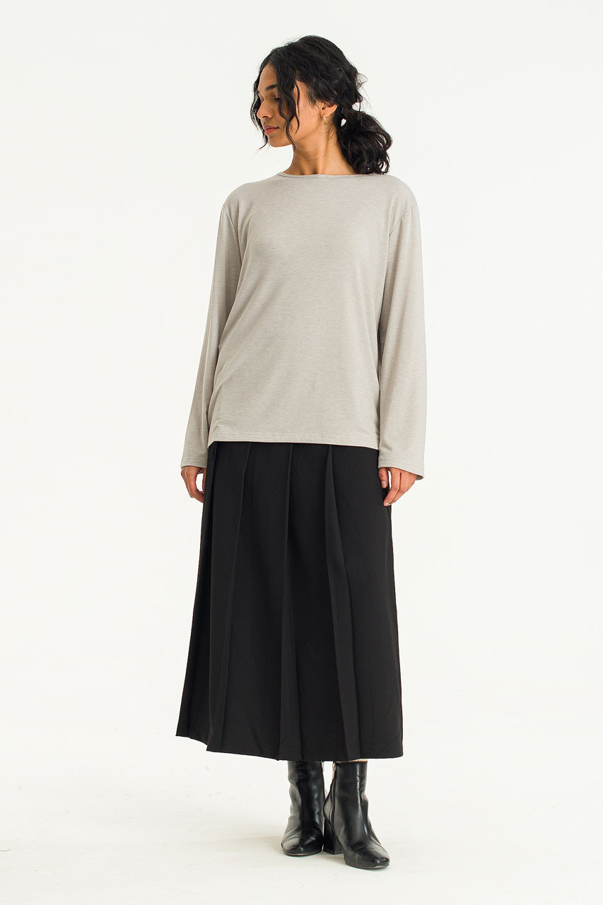 Emily Pleated Mid Length Skirt, Black
