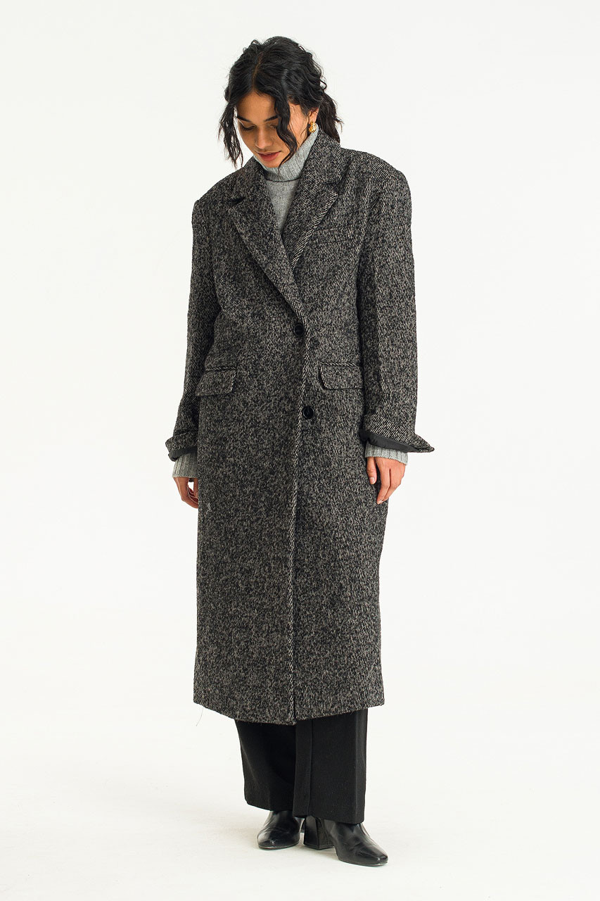 Manish Herringbone Coat, Black