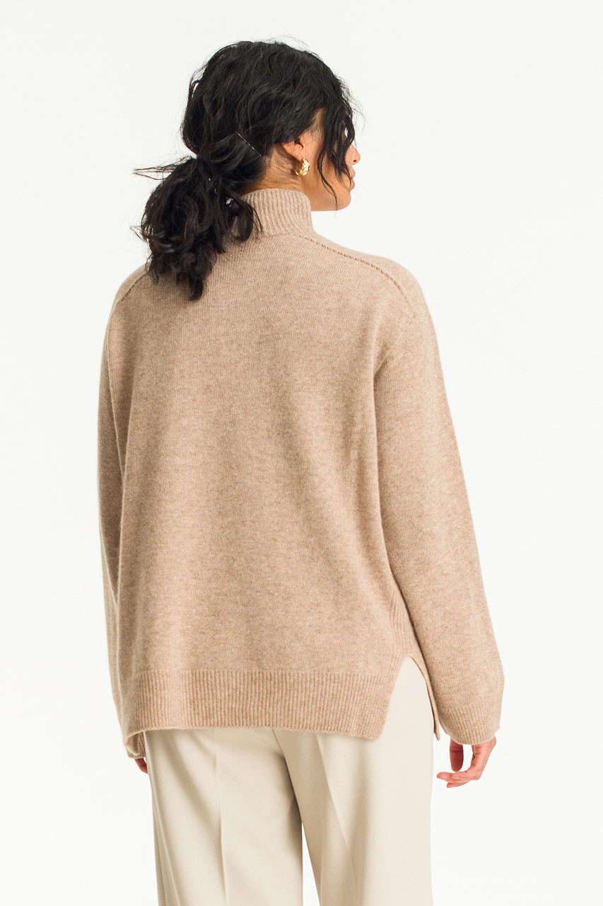 Half Neck Seamless Jumper, Dark Beige