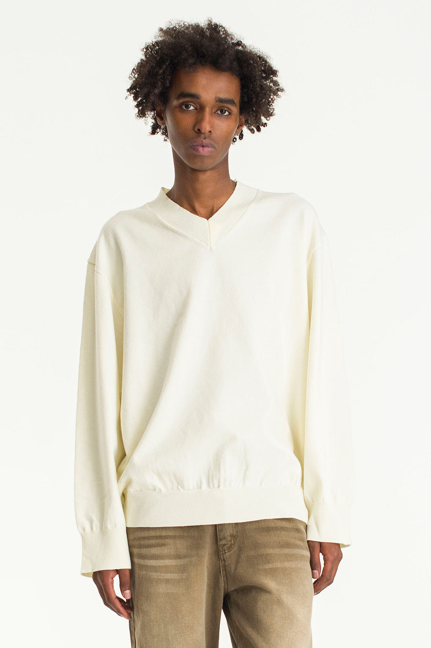 Menswear | Pullover V-Neck Knit, Ivory