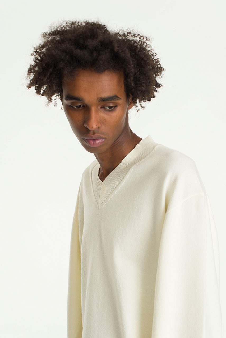 Menswear | Pullover V-Neck Knit, Ivory