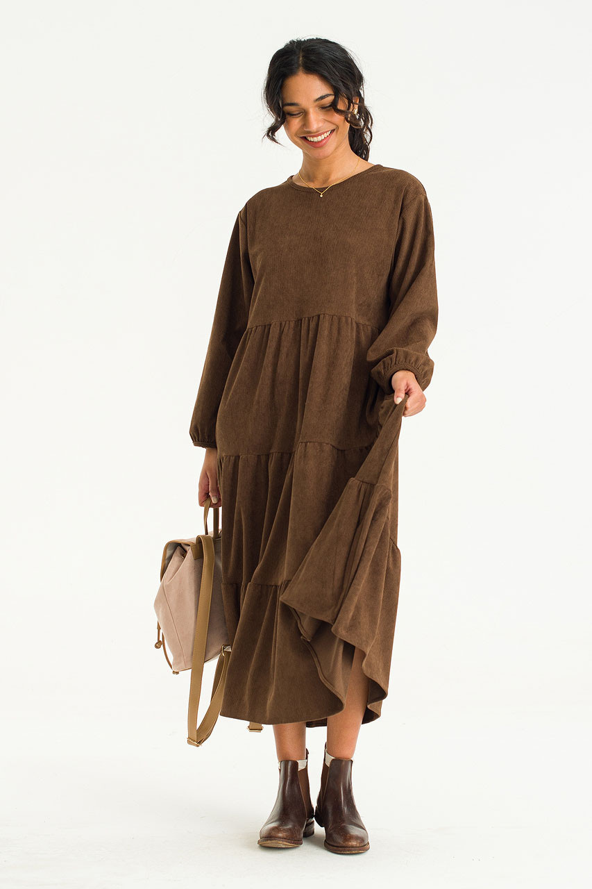 Loui Tiered  Dress, Brown