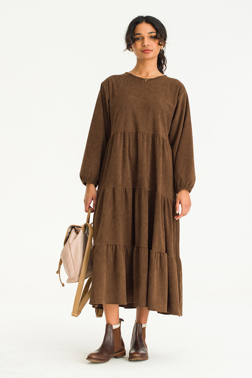 Loui Tiered  Dress, Brown