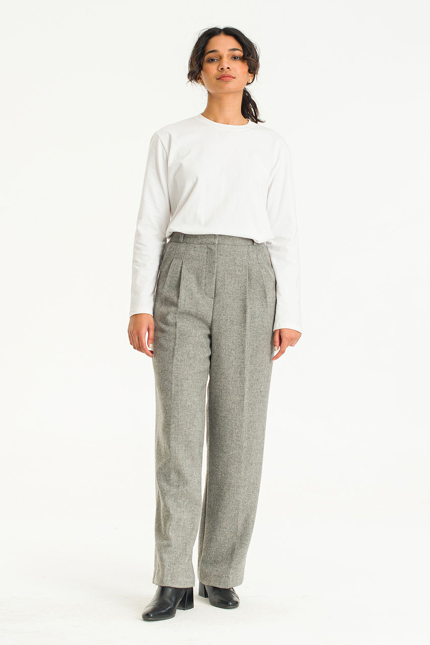 Brielle Wool Blend Slacks, Grey